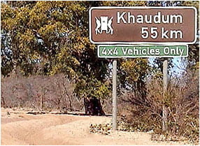 Only 4x4 vehicles allowed into the Khaudum, and has to be totally self-relient.
